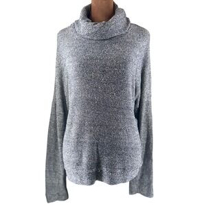 Madewell Cowl Neck Sweater Women's XL Gray Blue White Cotton Silk Blend EUC